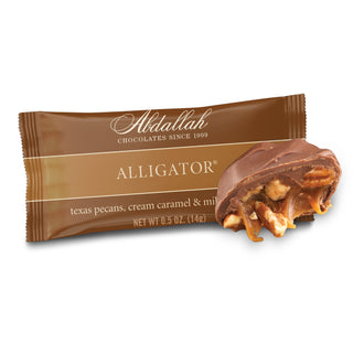 0.5 oz Abdallah Alligator Single with milk chocolate, caramel, and pecans – JSQ Mercantile – Women’s Boutique & Gift Shop in La Grange, IL
