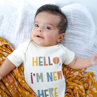 Hello, I'm New Here Cotton Onesie - Great Gift! 3-6 M