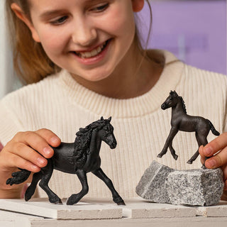 Pitch-Black Friesian Stallion Realistic Farm Animal Figurine | Schleich