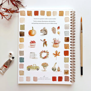 Autumn Watercolor Workbook with 12 beginner-friendly autumn illustrations by Emily Lex | JSQ Mercantile – Gift Shop in La Grange, IL inside Jackson Square Mall.