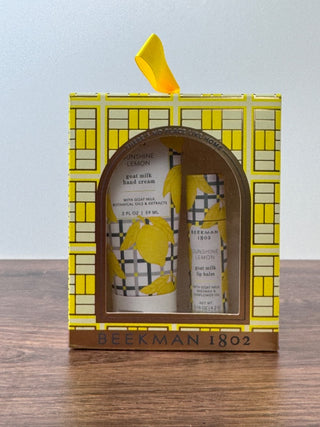 Beekman 1802 Sunny Lemon Hand Cream & Lip Balm Duo Gift Set – 2oz Goat Milk Hand Cream with Matching Lip Balm – Available at JSQ Mercantile, La Grange, IL