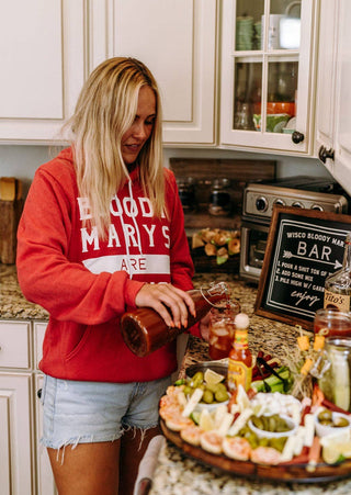 Bloody Marys Are For Breakfast hoodie with bold red lettering – JSQ Mercantile Women’s Boutique & Gift Shop in La Grange, IL