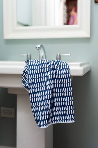 18" x 30" Eco Friendly Tea Towel - Beans in Navy