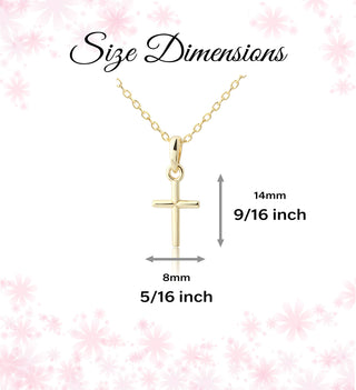 Children's 14K Gold-Plated Cross Necklace Baptism, Communion