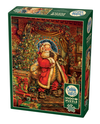 Christmas Magic 1000-piece jigsaw puzzle by Miles Pinkney featuring Santa on Christmas Eve, made in the USA from recycled materials | JSQ Mercantile – Women’s Boutique & Gift Shop in La Grange, IL