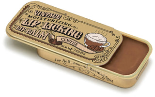Coffee Lip Licking Flavored Lip Balm in a vintage gold slider tin, organic and natural formula – JSQ Mercantile – a women’s boutique and gift shop in La Grange, IL.