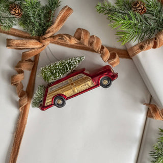 Vintage-Inspired Red Woody Station Wagon Ornament