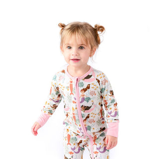 Mermaids Zip Up Convertible Footie Pajamas - JSQ Mercantile