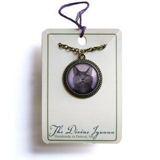 Russian Blue Cat Pendant Necklace - JSQ Mercantile