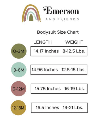 Emerson & Friends Bodysuit Size Chart