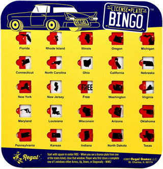 Travel License Plate Bingo Cards