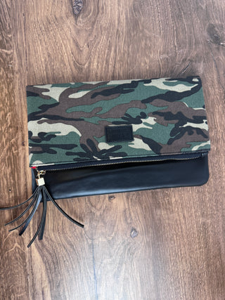 Foldover Camo Clutch – Women’s Boutique Accessory & Stylish Gift for Her | JSQ Mercantile La Grange, IL