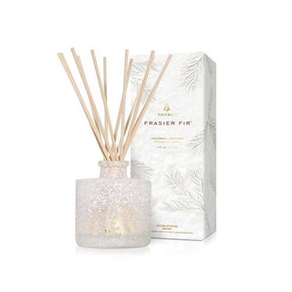 Frasier Fir Petite Flocked Diffuser in new green flocked design with reeds, available at JSQ Mercantile – Women’s Boutique & Gift Shop in La Grange, IL