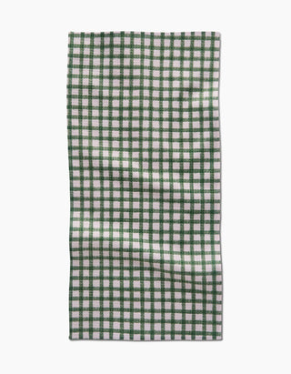 Fireside Plaid Green Bar Towel with classic green check design by Geometry | JSQ Mercantile – Women’s Boutique & Gift Shop in La Grange, IL