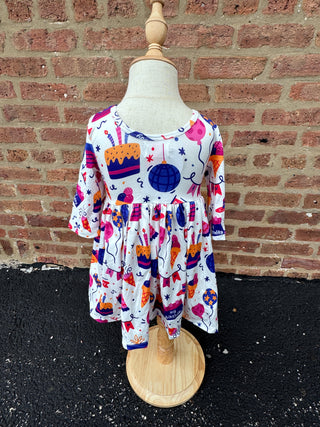 Happy Birthday 3/4 Sleeve Pocket Twirl Dress – Celebrate in Style