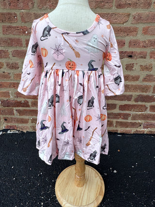 Hey Boo 3/4 Sleeve Pocket Twirl Dress