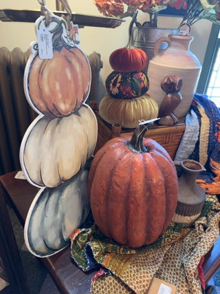 14" Orange Tall Pumpkin - Mache