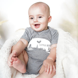 Chicago Little Bean Cotton Grey Short Sleeve Baby Onesie