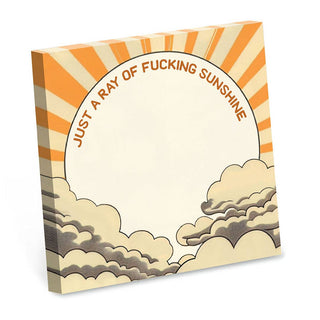 “Just a Ray of Fucking Sunshine” sarcastic sticky note pad in full-color print – JSQ Mercantile – a women’s boutique and gift shop in La Grange, IL.