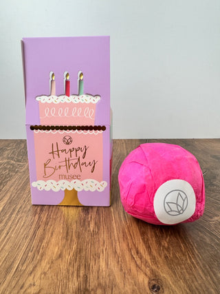 Musee Birthday Cake Bath Balm – Fizzy Bath Bomb with Soap Confetti and Vanilla Butter Cream Fragrance – Available at JSQ Mercantile, La Grange, IL