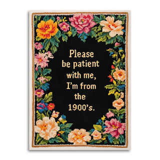 “Please Be Patient with Me, I’m from the 1900’s” funny greeting card on soft-touch cardstock – JSQ Mercantile – a women’s boutique and gift shop in La Grange, IL.