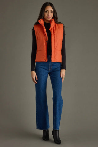 Rust Stylish Zip Up Puffer Vest – Women’s Quilted Layering Vest