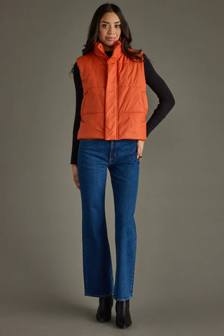 Rust Stylish Zip Up Puffer Vest – Women’s Quilted Layering Vest