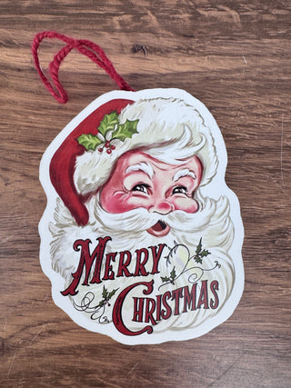 Santa head Merry Christmas wooden ornament – JSQ Mercantile – a women’s boutique and gift shop in La Grange, IL