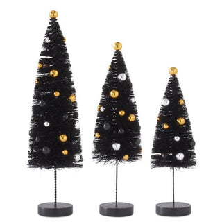 Set of 3 Black Bottle Brush Trees on Spindle – Vintage Halloween Décor from JSQ Mercantile, La Grange IL Women’s Boutique & Gift Shop