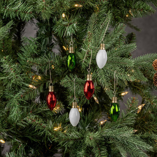 Set of 6 red, green, and white glass Christmas bulb ornaments displayed on a white background | JSQ Mercantile – Women’s Boutique & Gift Shop in La Grange, IL
