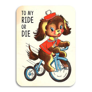 “To My Ride or Die” vintage-themed best friend greeting card with die-cut design – JSQ Mercantile – a women’s boutique and gift shop in La Grange, IL.