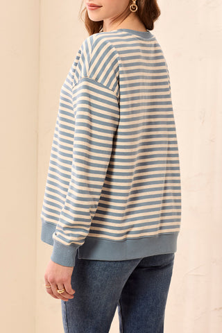 Main Character Striped Top, Blue Fog