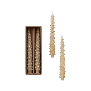 Unscented Tree Shaped Taper Candles w/ Gold Tips in Box - JSQ Mercantile