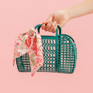 Holiday Dark Green So-Jelly Basket - Jolly Sprig Pink - JSQ Mercantile