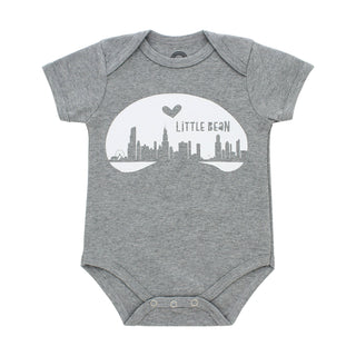 Chicago Little Bean Cotton Grey Short Sleeve Baby Onesie