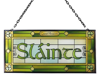 Sláinte Irish Hanging Stained Glass Panel