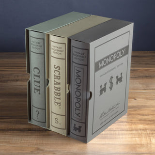 Vintage Bookshelf Edition: Scrabble, Monopoly, Clue Vintage Assortment