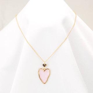 Gold Framed Pink Heart on 16" Gold Necklace