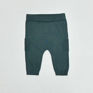 Baby Sweater Knit Pants with Side Pocket (Organic Cotton): Teal Blue